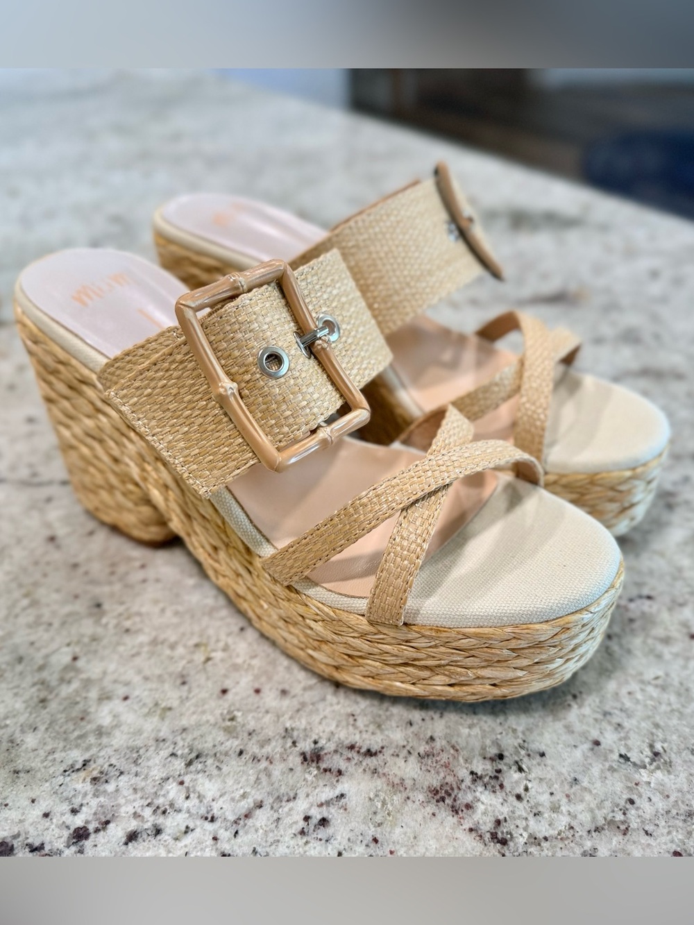 Mi.im "EDWINA" Platform wedge Sandal - Natural Raffia  (NIB)